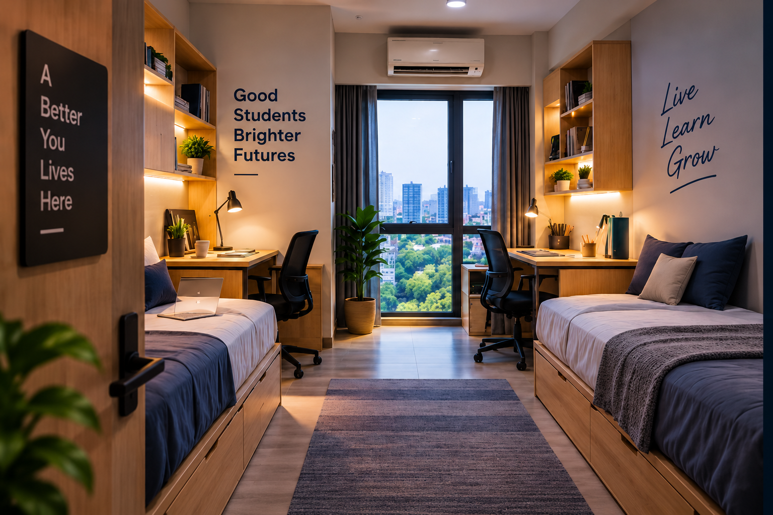 Comfortable hostel room for students