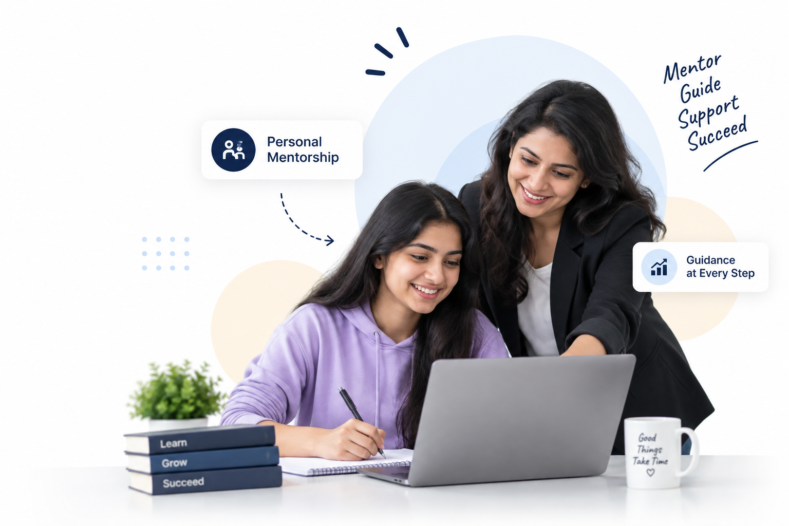 Mentor guiding a student one-on-one